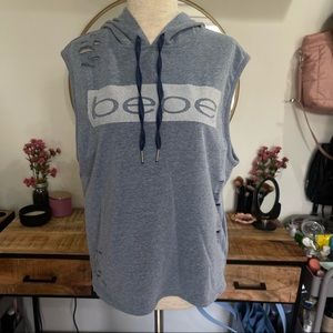 Bebe blue hooded muscle tee